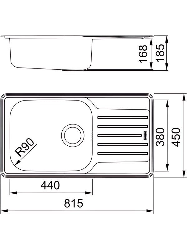 Кухонная мойка Franke LNX 611-82 TL размеры