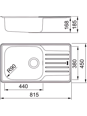 Кухонная мойка Franke LNX 611-82 TL размеры