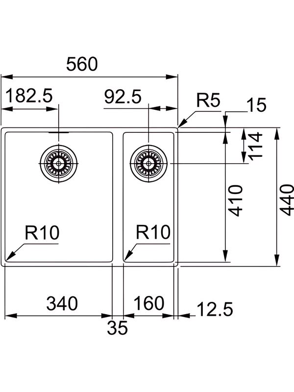 Кухонная мойка Franke SID 110-50 оникс размеры