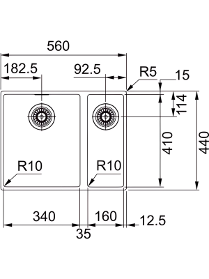 Кухонная мойка Franke SID 110-50 оникс размеры