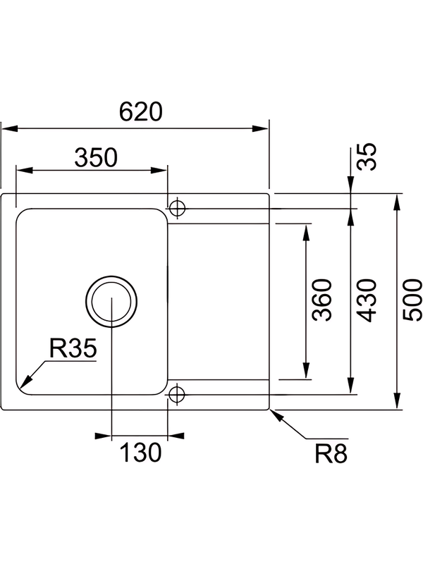 Кухонная мойка Franke OID 611-62 белый размеры