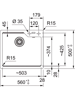 Кухонная мойка Franke UBG 610-56 оникс размеры