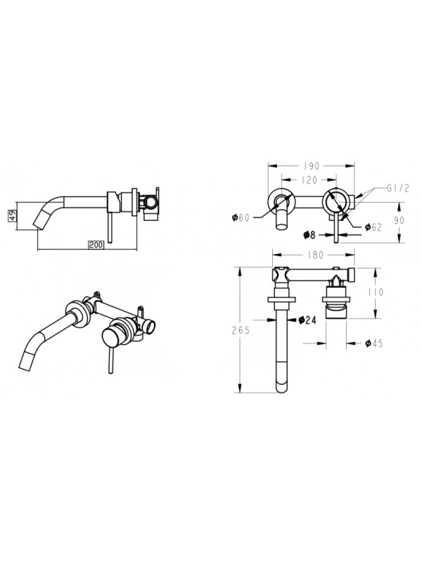 Смеситель Filarete Roun FL4020BL черный схема (2)