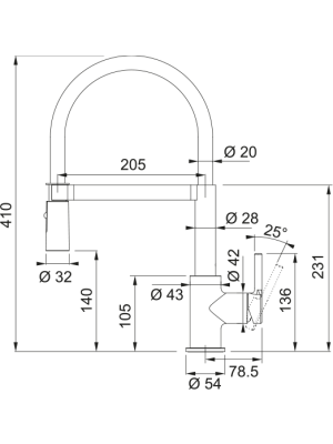 Смеситель Franke Lina Semi-pro хром/черный размер