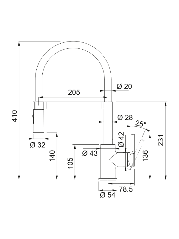 Смеситель Franke Lina Semi-pro черныйразмеры