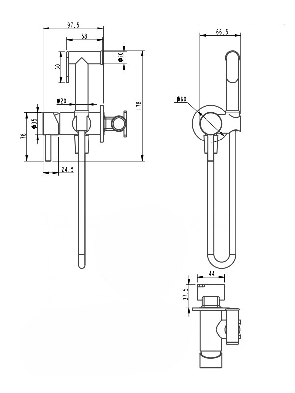 Гигиенический душ Filarete Fing FL100BG схема