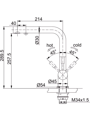Смеситель Franke Atlas Clear Water нержавеющая сталь размеры
