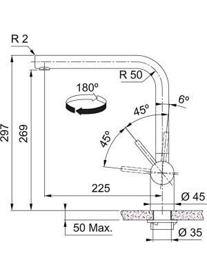 Смеситель Franke Atlas Neo черный размер