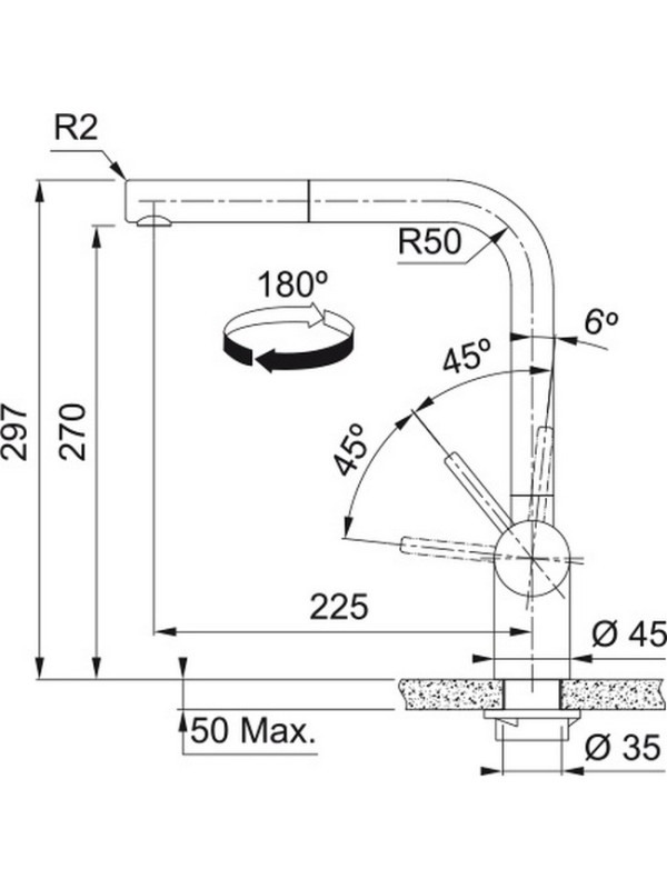 Смеситель Franke Atlas Neo нержавеющая сталь выдвижной излив размеры