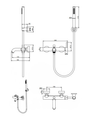 Смеситель Filarete Roun FL2120BG оружейная сталь схема (1)