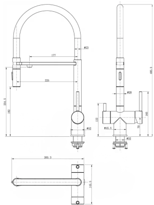 Смеситель Filarete Roun FL3020BL черный схема
