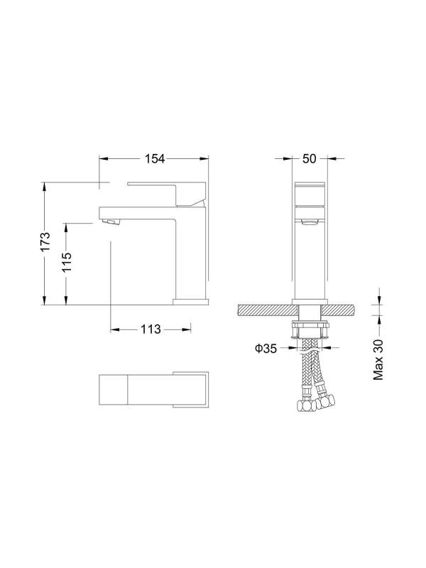 Смеситель Filarete Fing FL5040BL черный схема