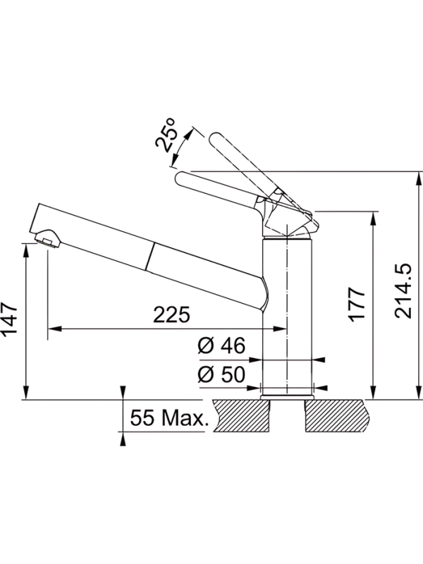 Смеситель Franke Orbit хром/оникс размеры