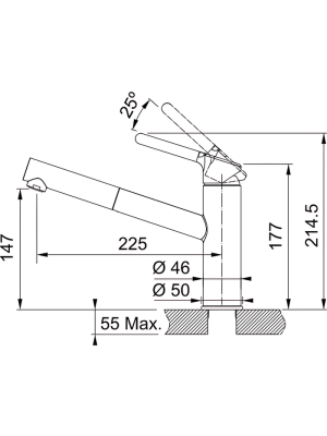 Смеситель Franke Orbit хром/оникс размеры