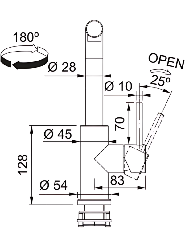 Смеситель Franke Smart Glenda с выдвижным шлангом размер 2