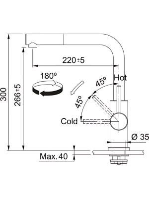 Смеситель Franke Smart Glenda с выдвижным шлангом размер