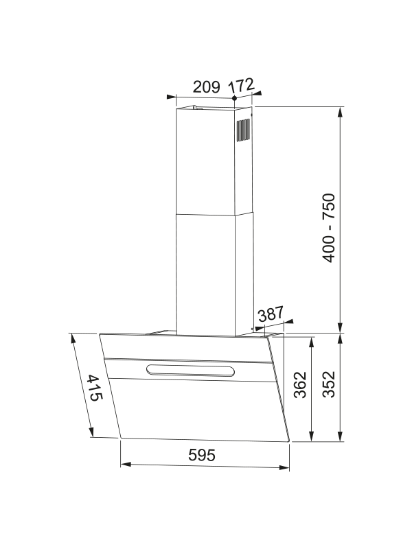 Вытяжка Franke STERLING 60 BK размер
