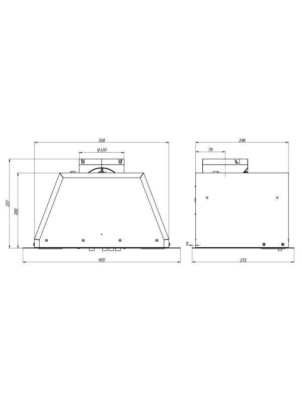 Вытяжка ELIKOR Врезной блок BOX 42П-450 топленое молоко размеры