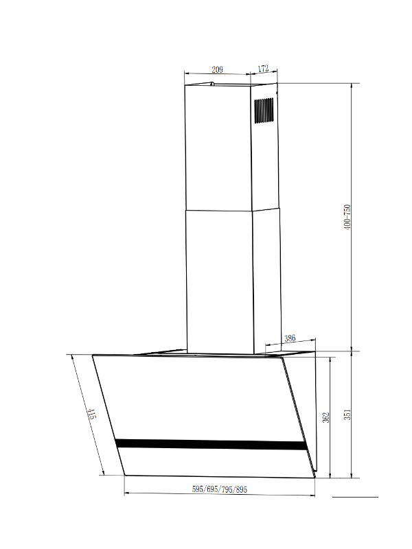 Вытяжка ELIKOR RISE WH 60 размеры