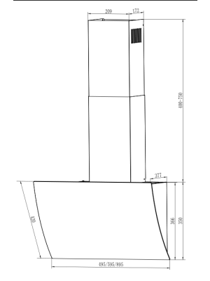 Вытяжка ELIKOR WAVE WH 50 размер
