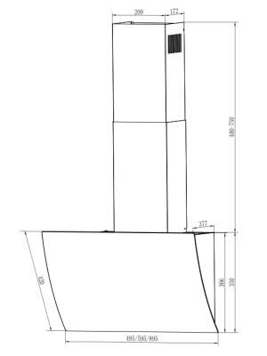 Вытяжка ELIKOR WAVE BK 60 размеры