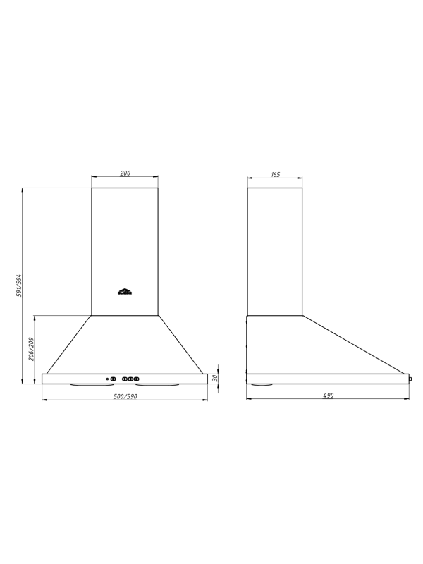 Вытяжка ELIKOR Оптима 50П-400-К3Л белый размеры