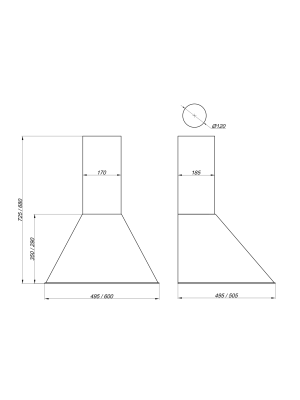 Вытяжка ELIKOR Эпсилон 60П-430-П3Л черный/бронза размеры