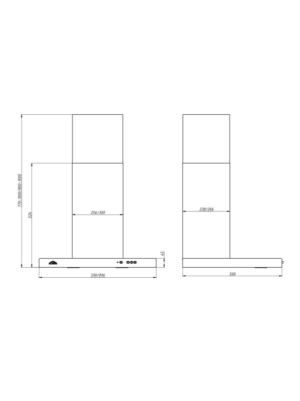 Вытяжка ELIKOR Квадра 60П-650-КЗД антрацит размер
