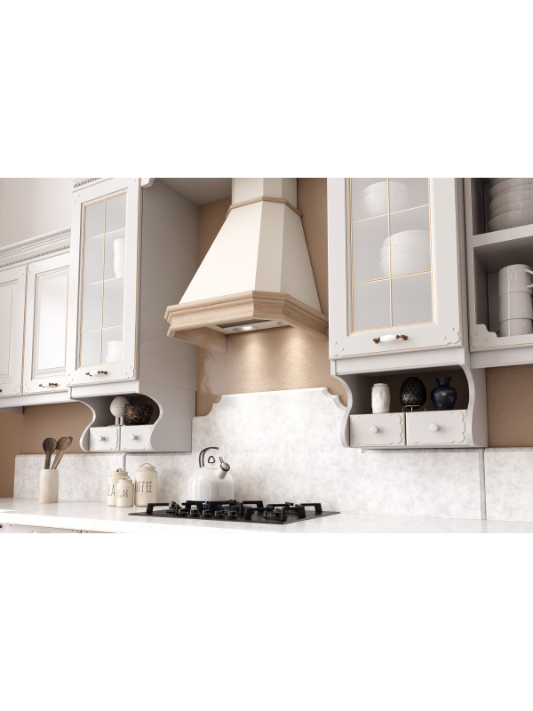 Вытяжка ELIKOR Пергола 60П-650-П3Л бежевый/дуб неокрашенный в интерьере