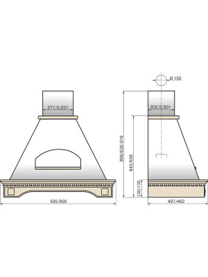 Вытяжка ELIKOR Бельведер Флореале 60П-650-П3Д бежевый/дуб неокрашенный размер