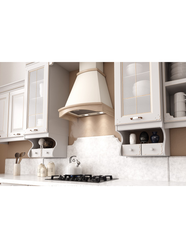 Вытяжка ELIKOR Ротонда 60П-1000-П3Д бежевый/дуб неокрашенный интерьер