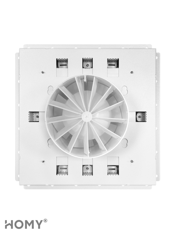 Вентиляционная решетка с вентилятором HOMY AIR PRO VSPD100WMS 20х20 с маяком сзади с вентилятором