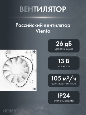 Вентиляционная решетка с вентилятором HOMY AIR PRO VVP100WMHZ 20х20 с маяком вентилятор