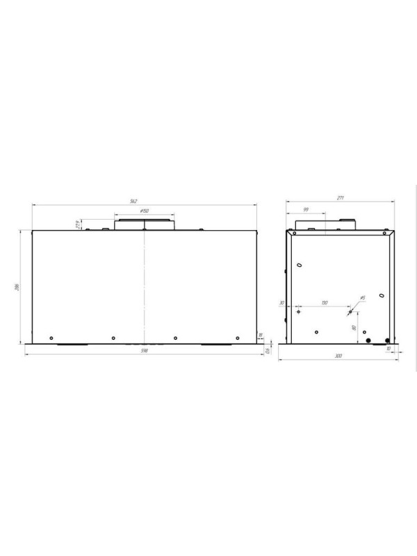 Вытяжка Faber Scatola WH А60 размер