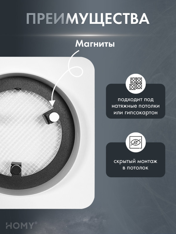 Теневая решетка потолочная 125 выход 100 белая AV100125W преимущества