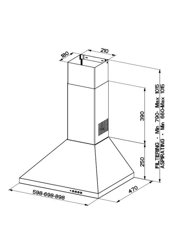 Вытяжка Faber Strip Smart PB BK A60 размер