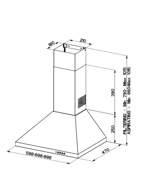 Вытяжка Faber Strip Smart PB BK A60 размер