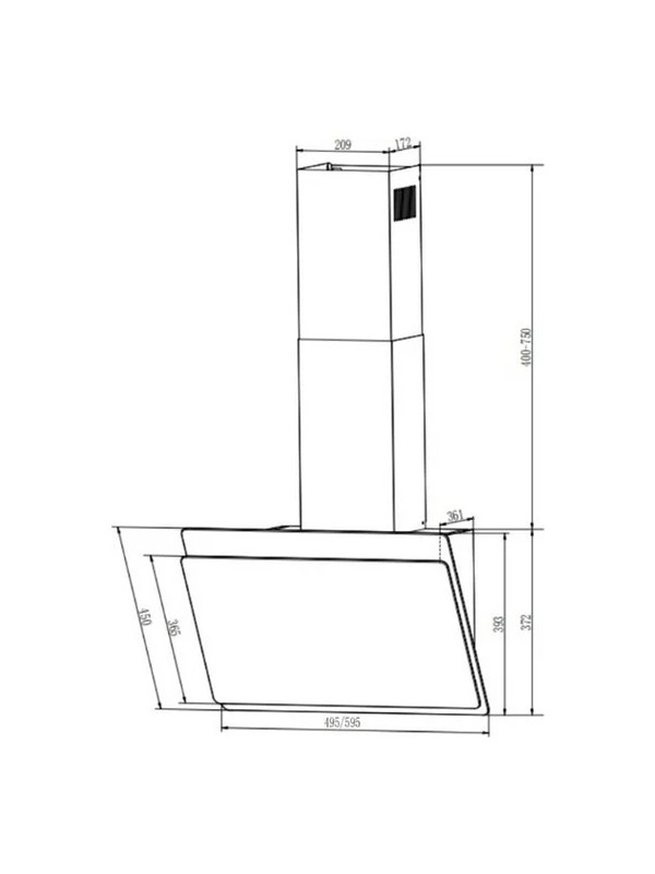 Вытяжка Faber Tocco BK 60 черное стекло размеры