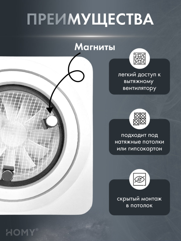 Теневая решетка 125 белая с вентилятором 100 мм AV100WS преимущества
