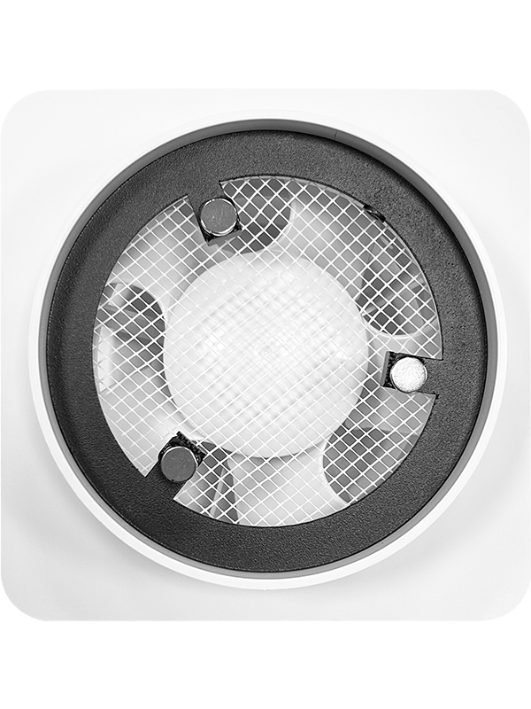 Вентиляционная решетка теневая с вентилятором HOMY AIR Круглый AV125WS белая спереди без крышки