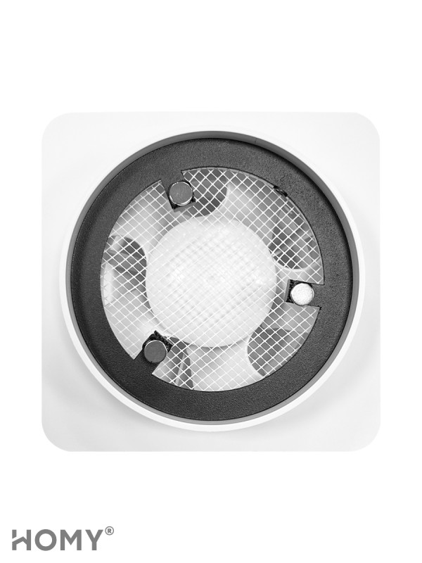Вентиляционная решетка теневая с вентилятором HOMY AIR Круглый AV125WS белая спереди без крышки