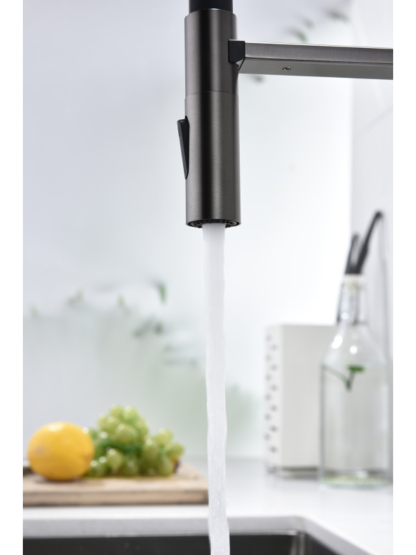 Смеситель Ganzer GZ12127-QC оружейная сталь 7