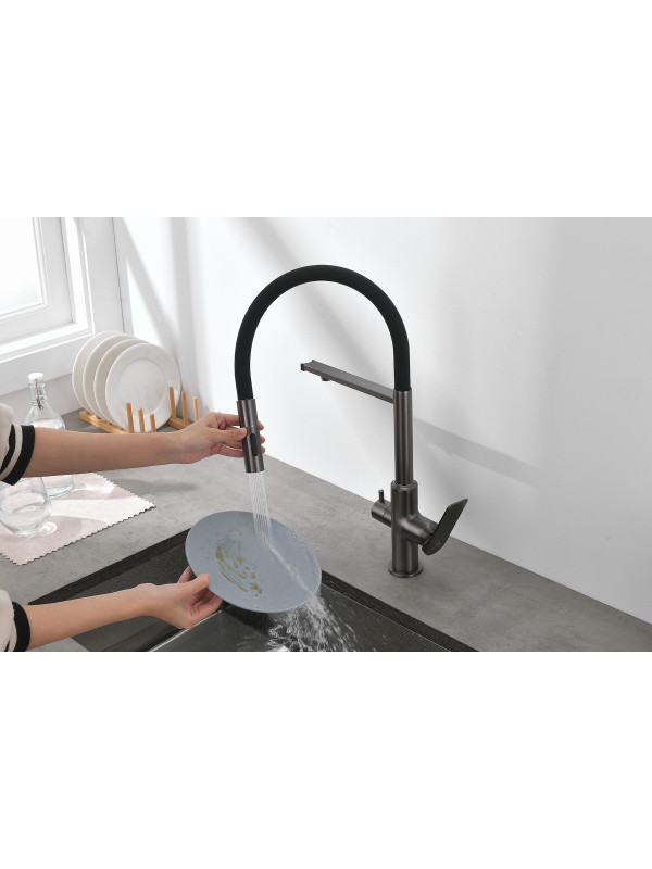 Смеситель Ganzer GZ07127-Q оружейная сталь 6