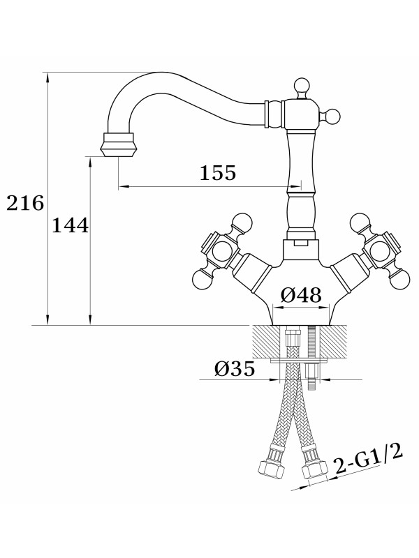 Смеситель Ganzer GZ09012-E золото размеры