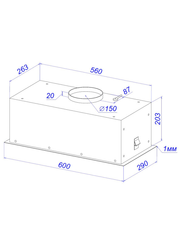 Вытяжка ZorG Asiria 1060 60 S черный размеры