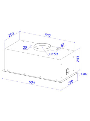 Вытяжка ZorG Asiria 1060 60 S черный размеры