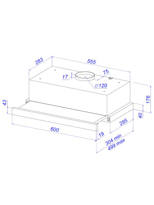 Вытяжка ZorG Slim 1030 60 S Black размеры