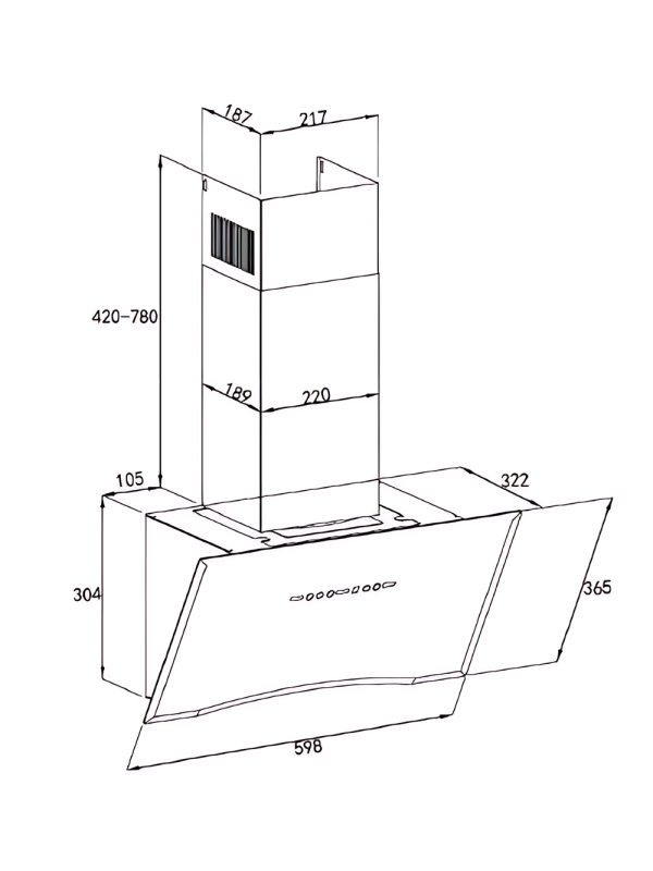Вытяжка ZorG Polo 1080 60 S-GC White размеры
