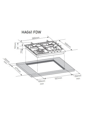 Газовая варочная панель ZorG HAG61 FDW White размеры