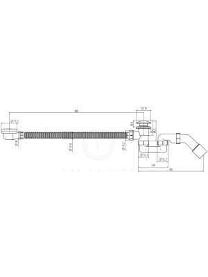 Сифон Filarete FL90NK никель размеры